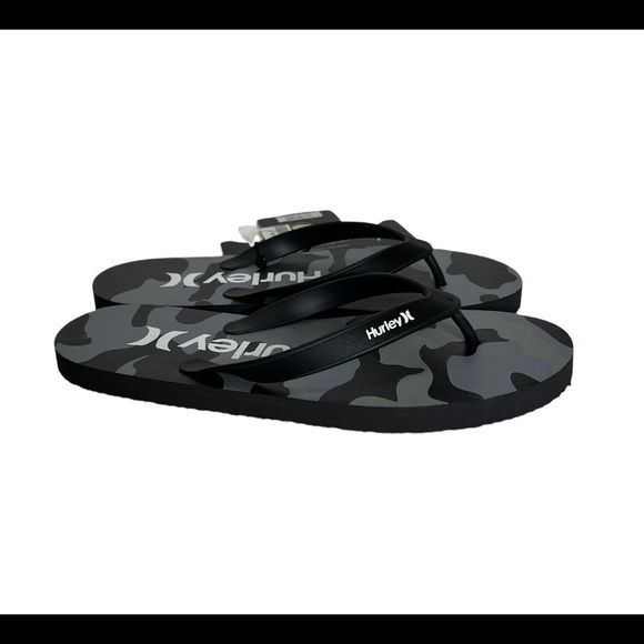 Hurley Mens Size 9 Flip Flops Black Gray Sandals Camo camouflage slides - Picture 11 of 15